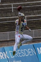 Sebastien Sagnén maalituuletukset tulivat vuosi sitten tutuksi saksalaisyleisölle. Sagné viimeisteli 20 touchdownia ja onnistui lisäksi neljä kertaa kahden pisteen arvoisessa lisäpistepelissä.
Kuva: Birgit Kra