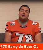 Jättimäinen hyökkäyslinjamies Barry De Boer on 194cm pitkä ja 170kg painava kokenut Amsterdam Crusadersin pelaaja.