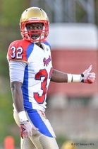 Ensimmäinen Vaahteraliiga-ottelu, ensimmäinen syötönkatko. Royalsin Emmanuel Amudeng oli avauspelissä hyvällä pelipäällä.
Kuva: FSC Media