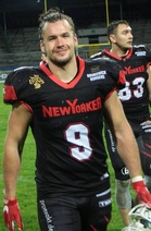 Tukimies Salonen oli kauden 2017 aikana Brauschweig NewYorker Lionsin ylivoimainen ykköstaklaaja. GFL:ssä Saloselle tilastoitiin 104 taklausta.
Kuva: Martina Schnelle