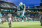 Miami Dolpihinsin sisempi laitahyökkääjä Jordan Cameron (oik.) pelasi Pro Bowl -ottelussa kauden 2013 päätteeksi.
Kuva: AFWB